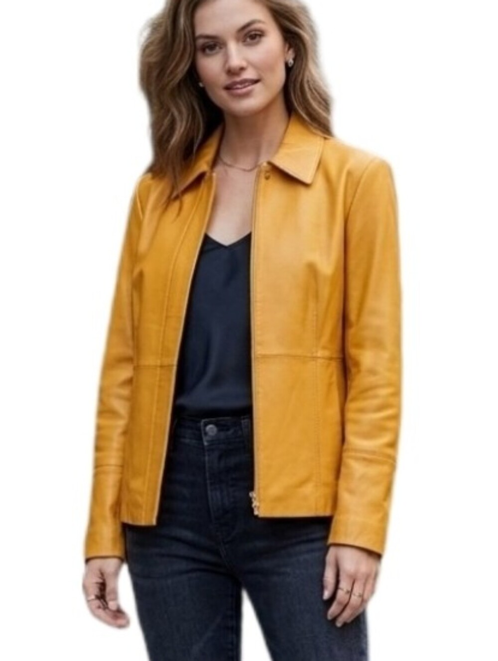 Pendleton Jacket 100% Leather Mustard Yellow Size M